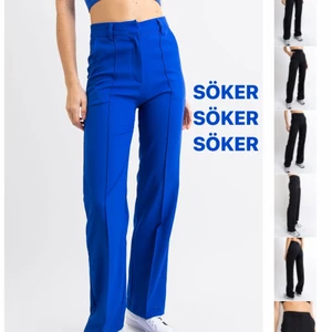 Madlady kostymbyxor - Blåa sökes - Söker nu madladys kostymbyxor - perfect fit suit pants 1 Blå, de på bilden i storlek 36 längd 32. Har nämligen en 18års fest om cirka en månad som jag jättegärna skulle vilja ha dessa på men de är slut i lager. Är det någon vänlig själ som har tröttnat på dessa och skulle sälja eller möjligtvis byta mot madladys kostymbyxor i svart som är en storlek för korta för mig, alltså är dem i storlek 36 längd 30.