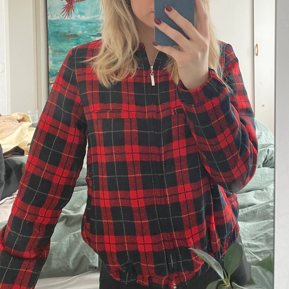 vintage rutig bomberjacka