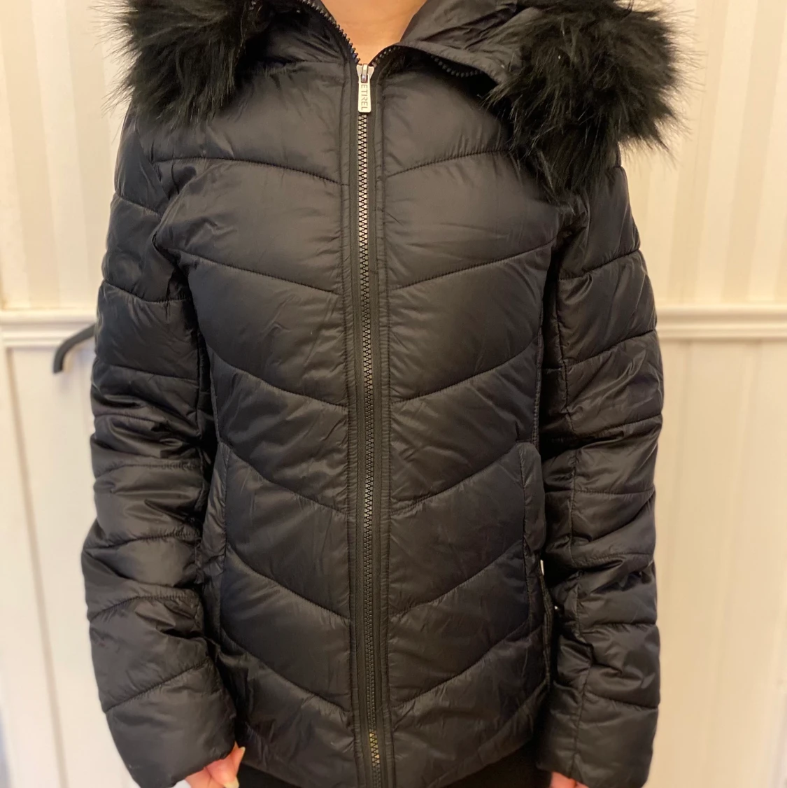 Dunjacka med fuskpäls - 90