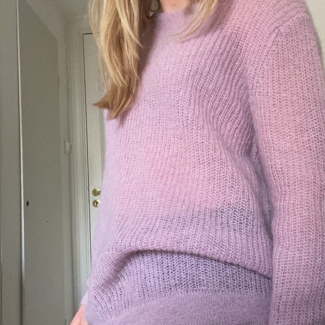 Lila stickad tröja - 90