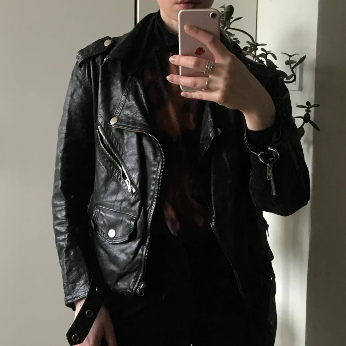 Kort skinnjacka - biker modell - 91