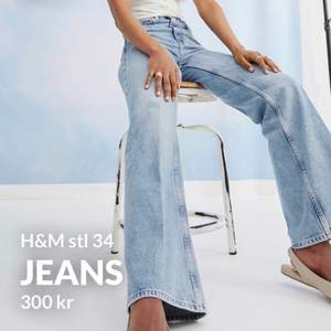 Jättefina blåa straight jeans från H&M. Stl 34. Endast använda en gång. Frakt tillkommer!