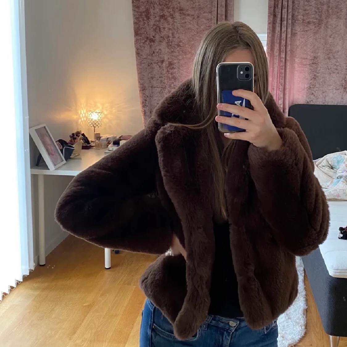 Brun pälsjacka - 90