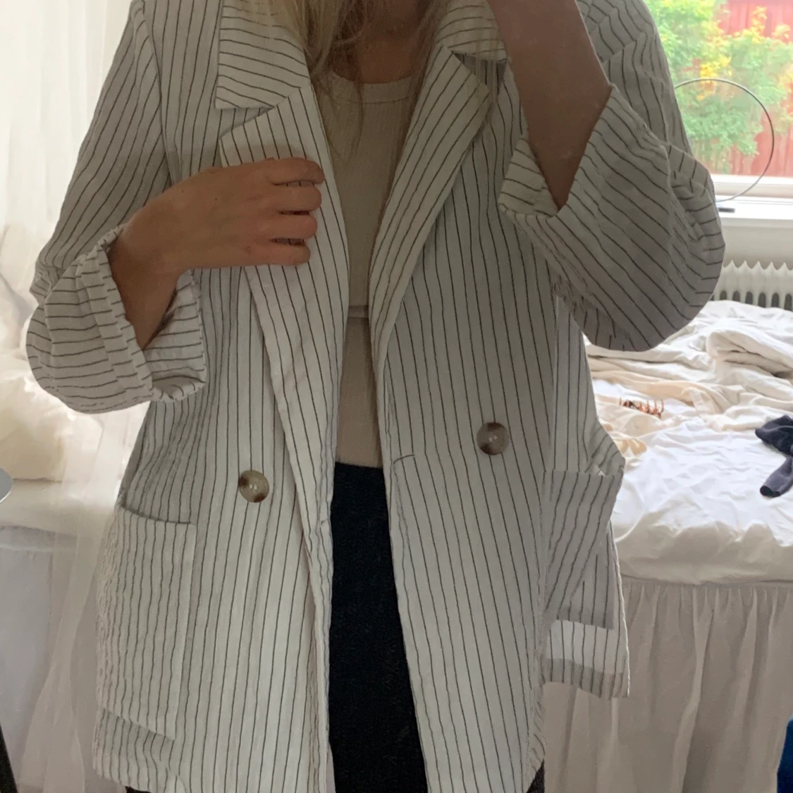 Superfin blazer i linneliknande material - 91