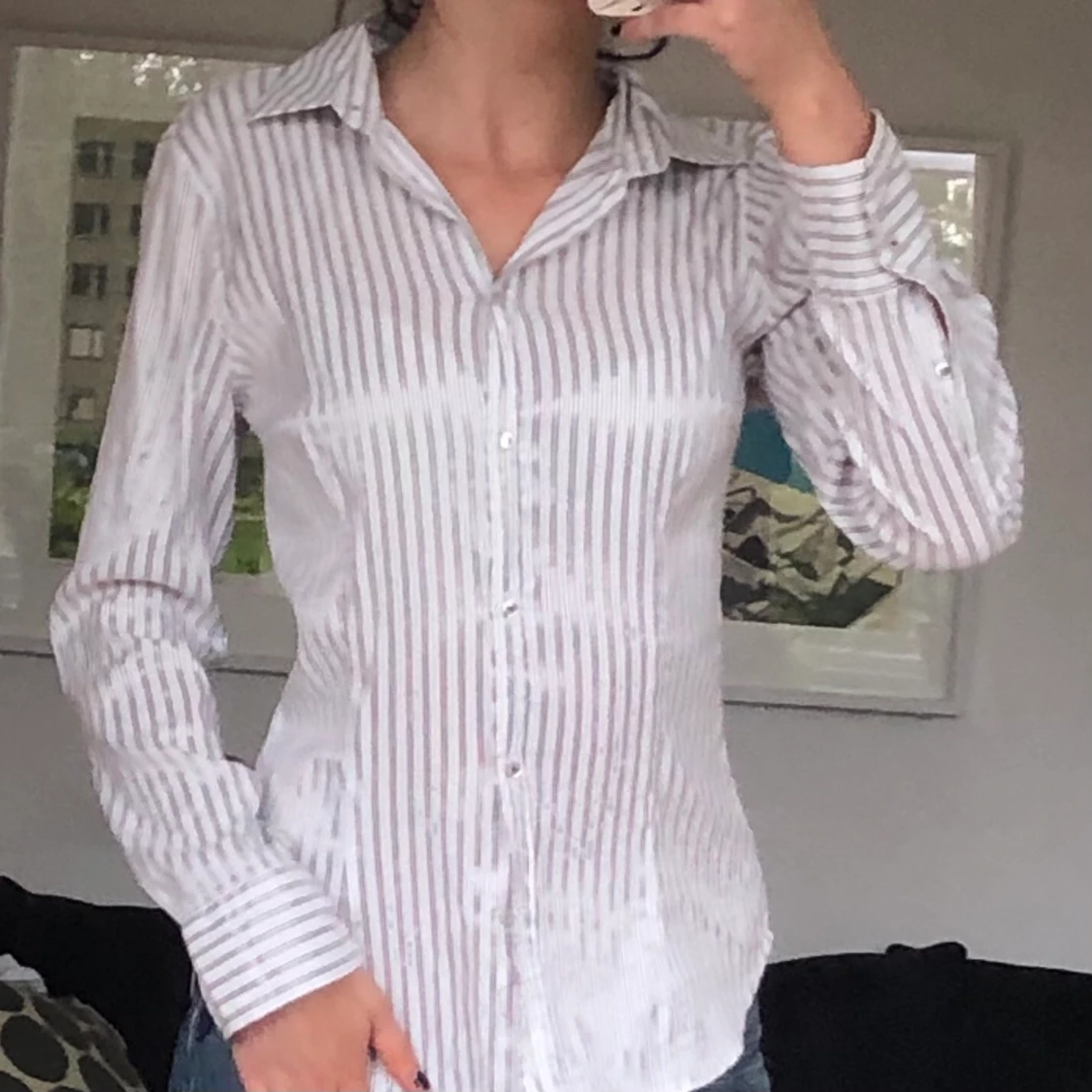 Vit randig skjorta  - 91