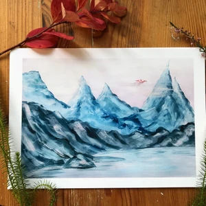 Drake i bergen art print - Orginal målat i gouache av mig. Går att köpa med eller utan ram. 