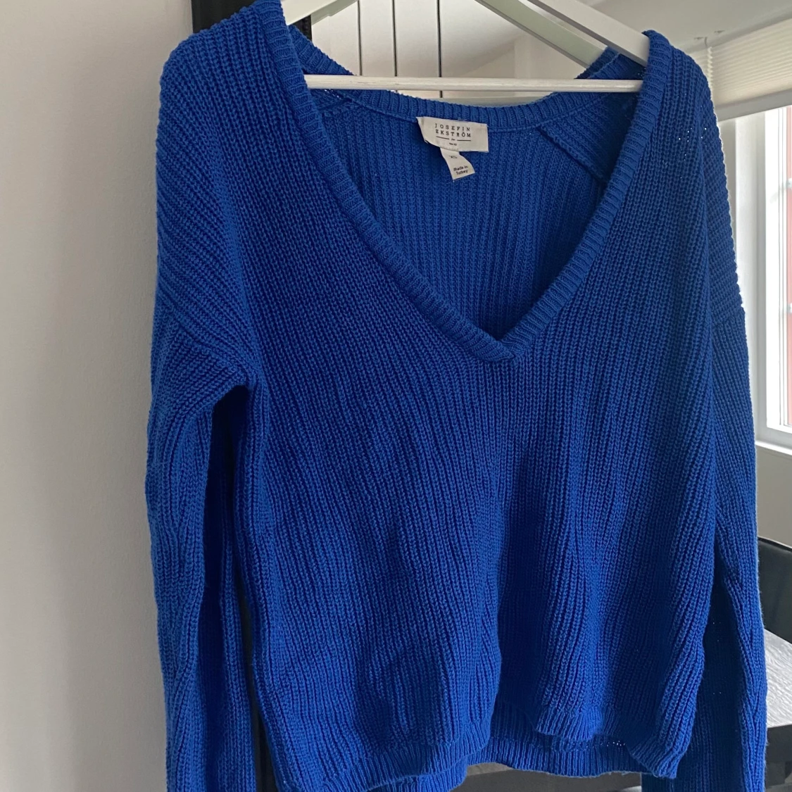 Blå stickad tröja, XS - 90