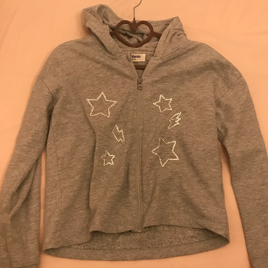Rhinestones zip-up grå - 90