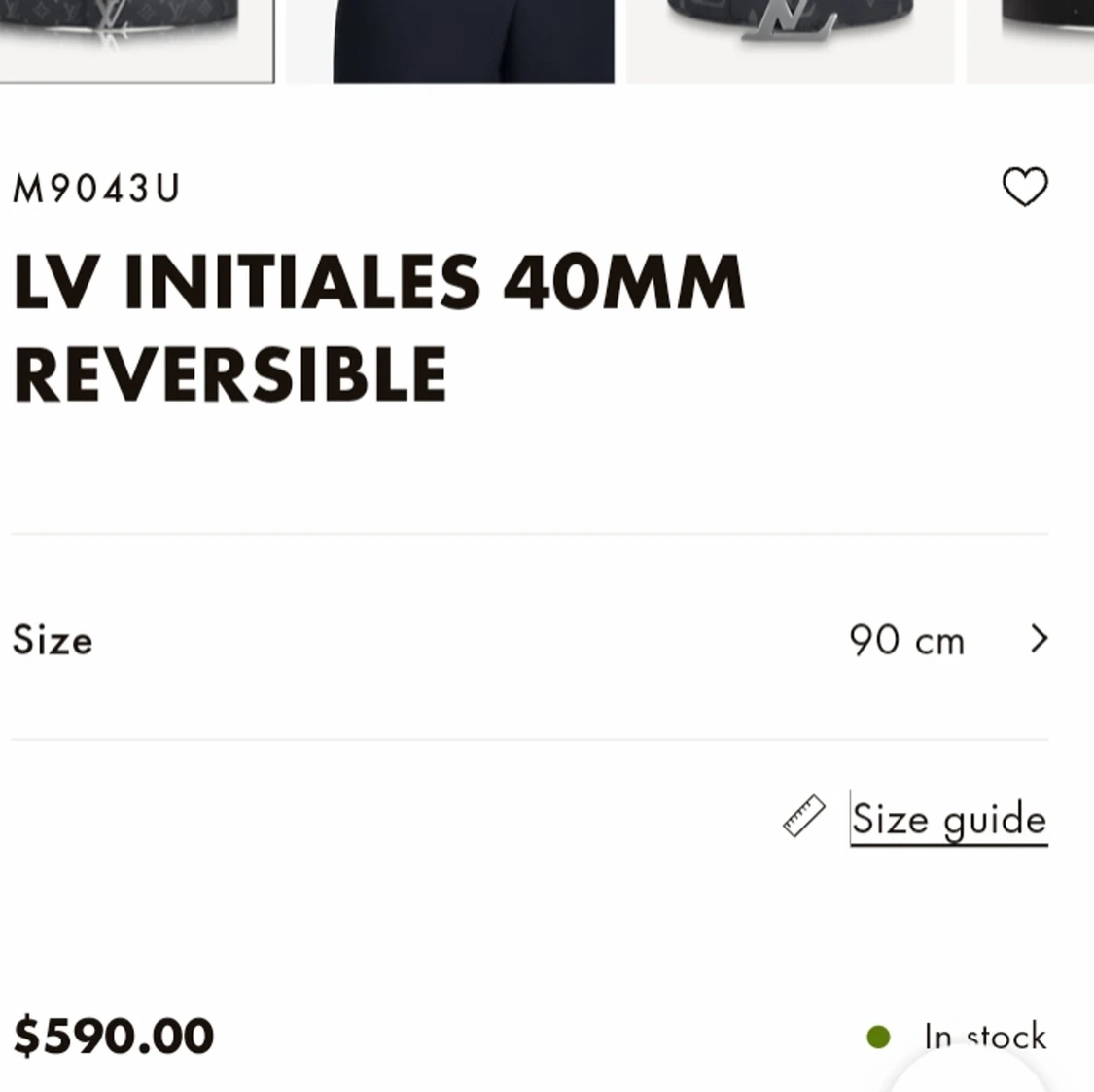 Äkta Louis Vuitton reversible bälte - 90