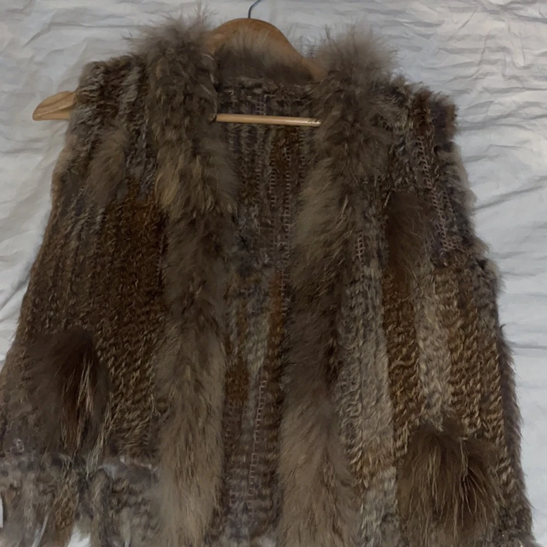 Äkta päls väst och poncho