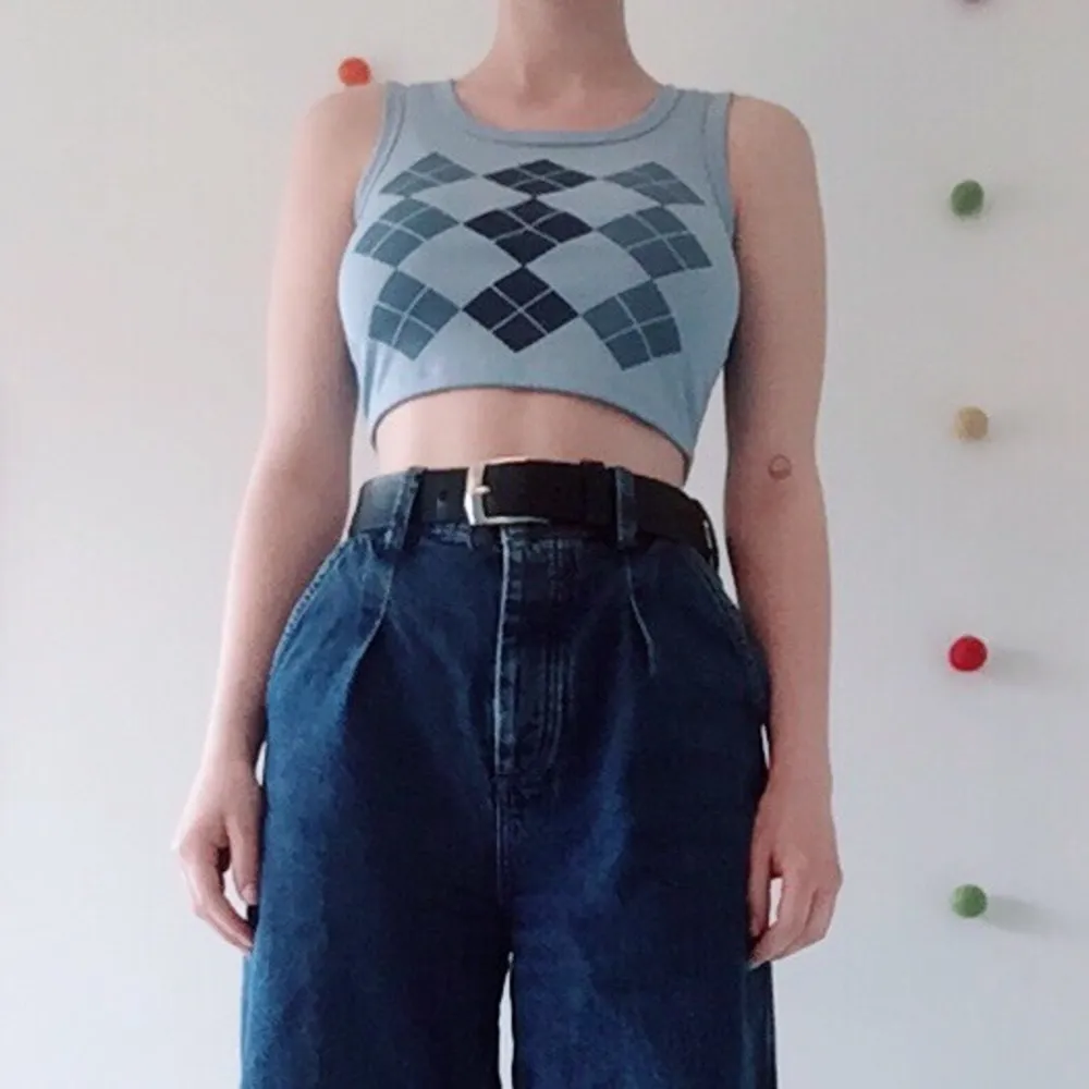 Argyle print crop top  Köpt från shein för 69 kr  Så gott som oanvänd   Tar betalning via swish  Frakt tillkommer. Toppar.