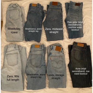 Jeans!! - Säljer flera av mina jeans! Har inte så mycket användning av dessa längre men de är i jättefint skick och är jättefina. Har bilder på alla separat. Köp alla för 1500kr, styckpriset varierar! Skriv privat om man endast vill köpa något par. Har fler bilder när de sitter på privat även! De alla passar mig och är bra i längden på mig som är 165cm. De är i storlek XXS-S!