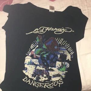 Ed hardy - Denna fina ed hardy t-shiiten köpt second hand. Med tryck på backsippan och fina rhinestones på framsidan, men några rhinstones har tyvärr fallit av.