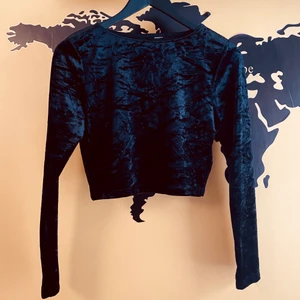 Oanvänd svart crop top storlek XS - Oanvänd svart crop top i sammet, storlek XS och 37 cm lång. Hämtas i Hornstull eller skickas mot fraktkostnad (40kr) 🌸