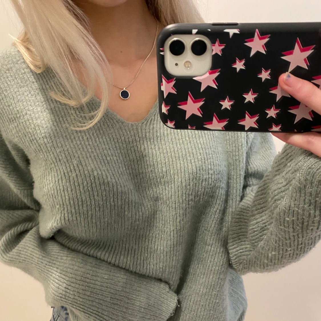 Ljusgrön stickad tröja - 91