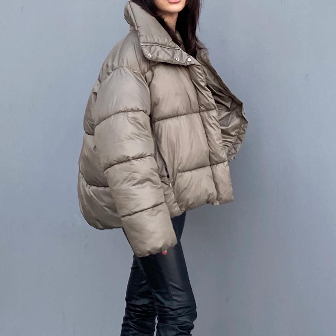 H&m militär grön oversized vinter jacka  - 90