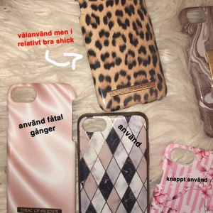 Iphone 7 mobilskal - Iphone skal från ideal of sweden och hm. Pris kan diskuteras men då 3 knappt är använda tänker jag ett start pris på 350 kr för alla 6 st skal!🥰 