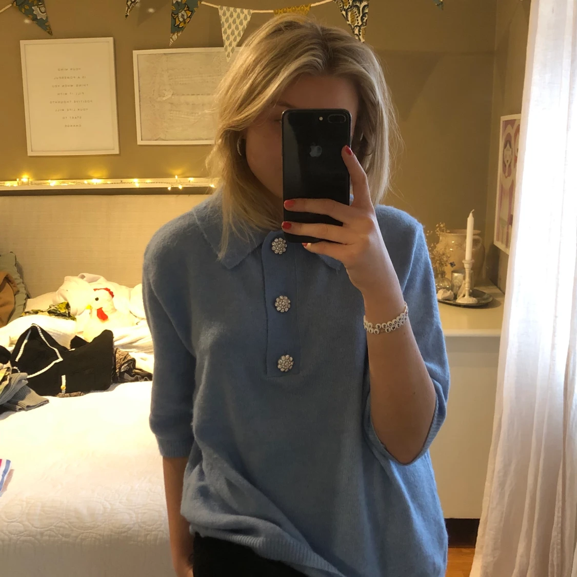 Ljusblå stickad ”T-shirt”