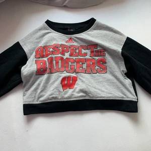 Adidas sweatshirt - En adidas vintage croopad sweatshirt som är köpt på beyondretro. Används en gång och jag känner att denna fina tröja bara ligger i min garderob. Jag köpte den för 400 kr. Storlek är på hur man vill för passform, det står att det är M men jag som har XS passar den perfekt på. Köpare står för leverans.