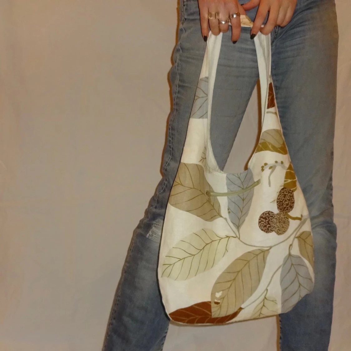 Handgjord tygväska/tygpåse mönstrad brun