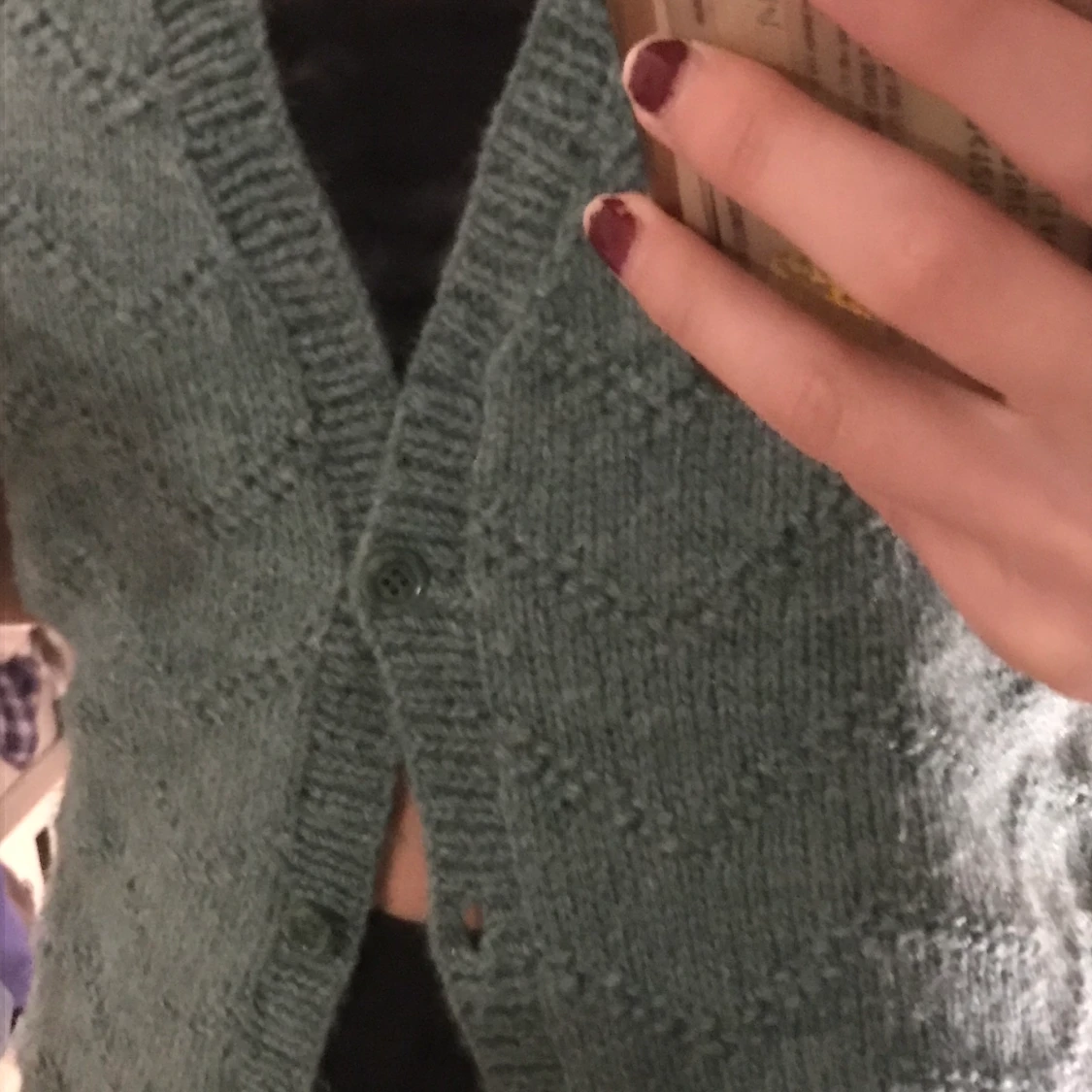 Grön stickad väst - 91