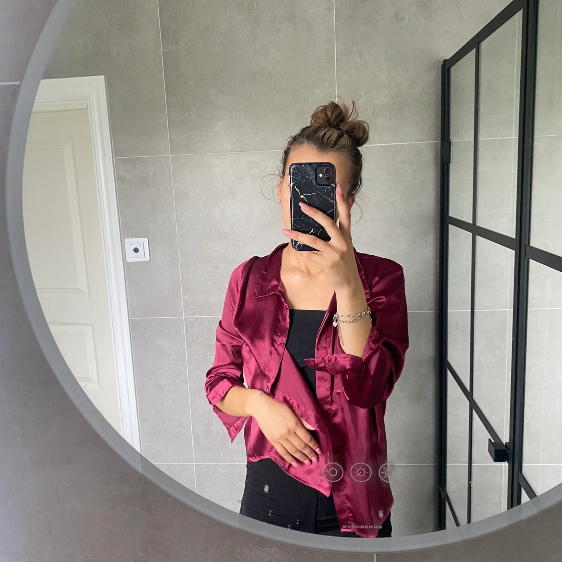 Lila silkesskjorta - 90