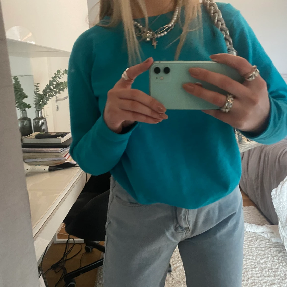 Blå collagetröja  - 90