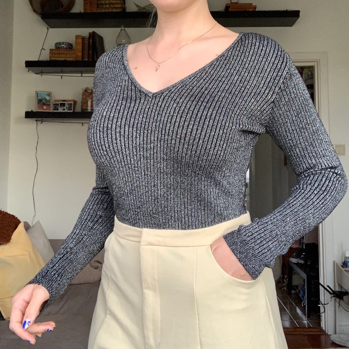 Glittrig långärmad tröja