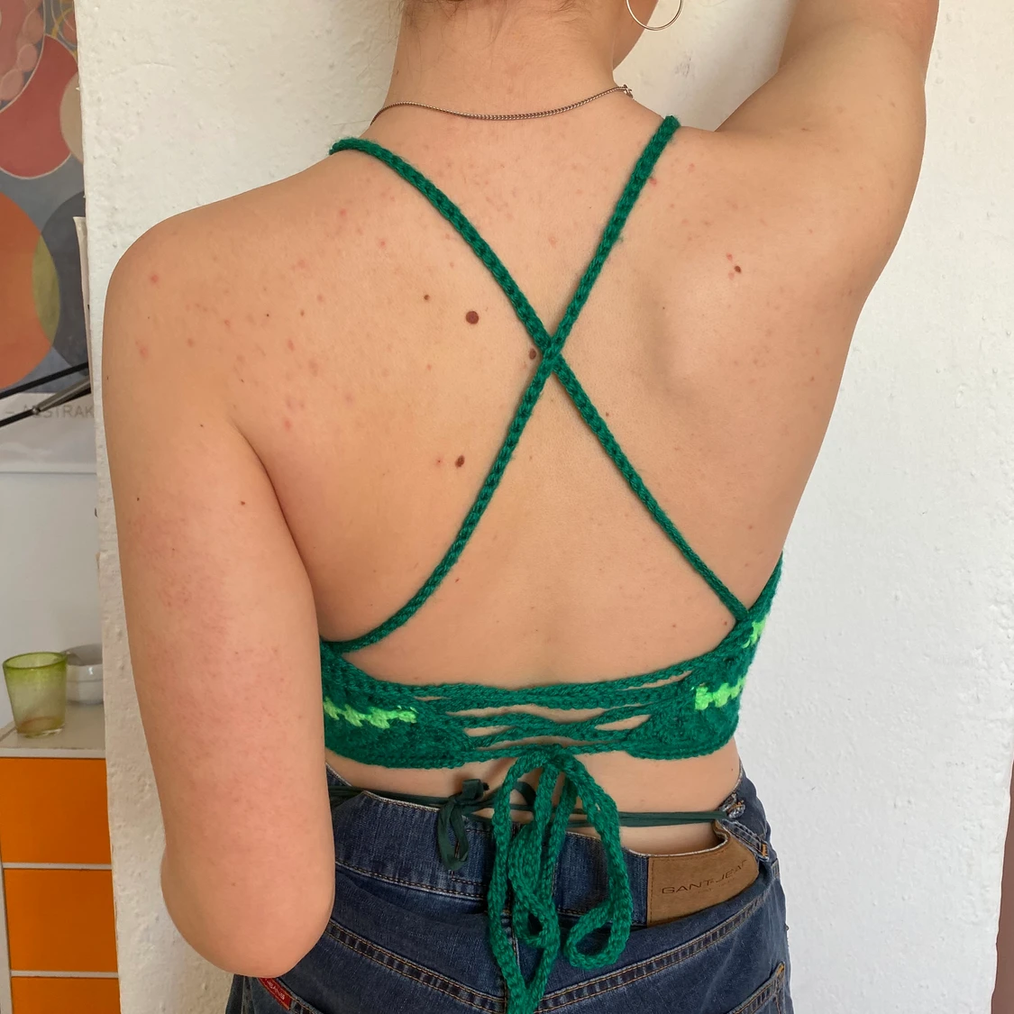 Virkad grön topp - 90