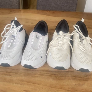 Air Max 270 - Vita air Max 270 den åt vänster är mer vit den högra är lite beige. Båda är i storlek 40. Inte används så mycket så ganska nya mest den åt vänster. 400kr/st+ frakt. Skriv privat för fler bilder eller frågor❤️