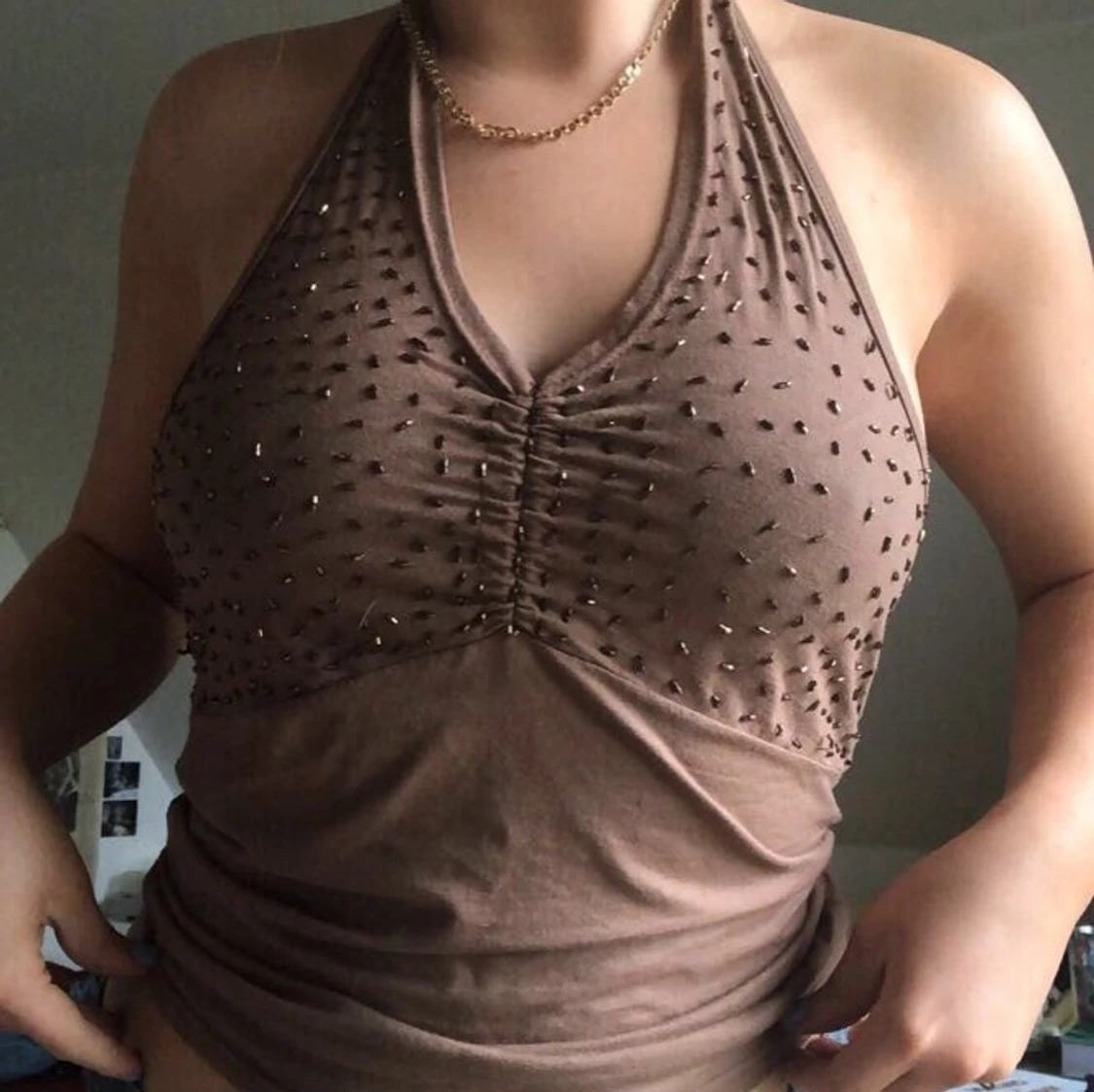 brun halterneck topp!