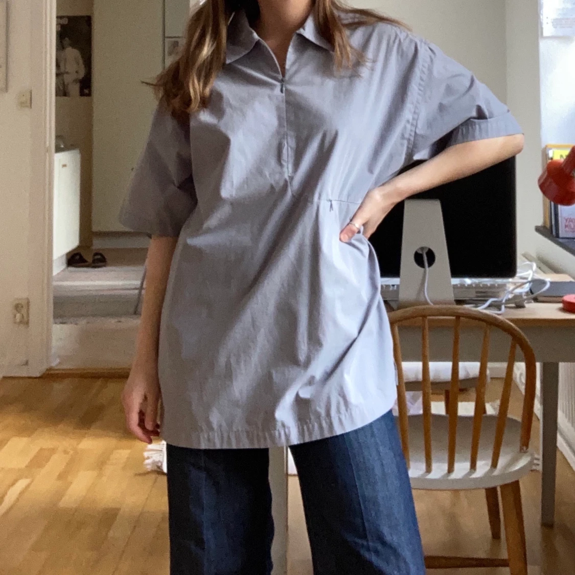 ljusblå/grå tshirt-skjorta - 91