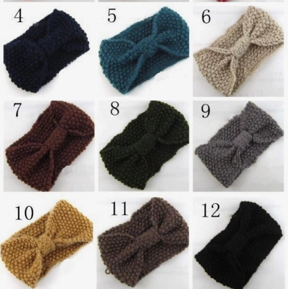 Stickad pannband olika färger