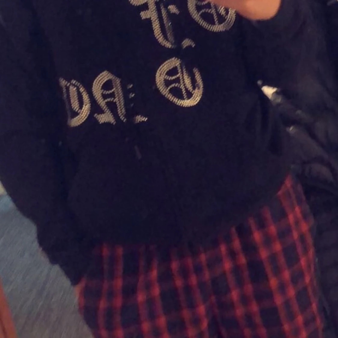 Oneofone Svart Zip hoodie 