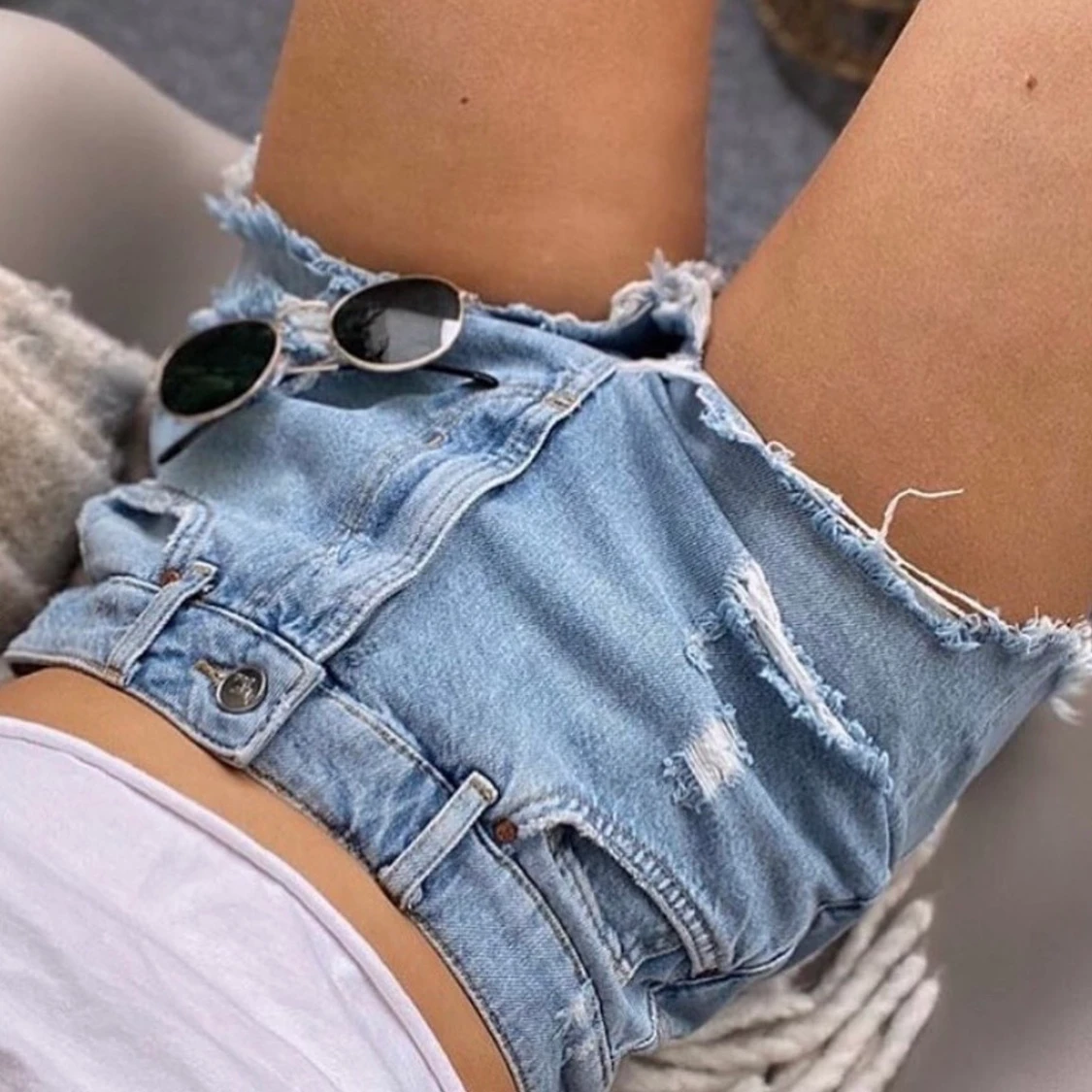 JEANSSHORTS ljusblåa