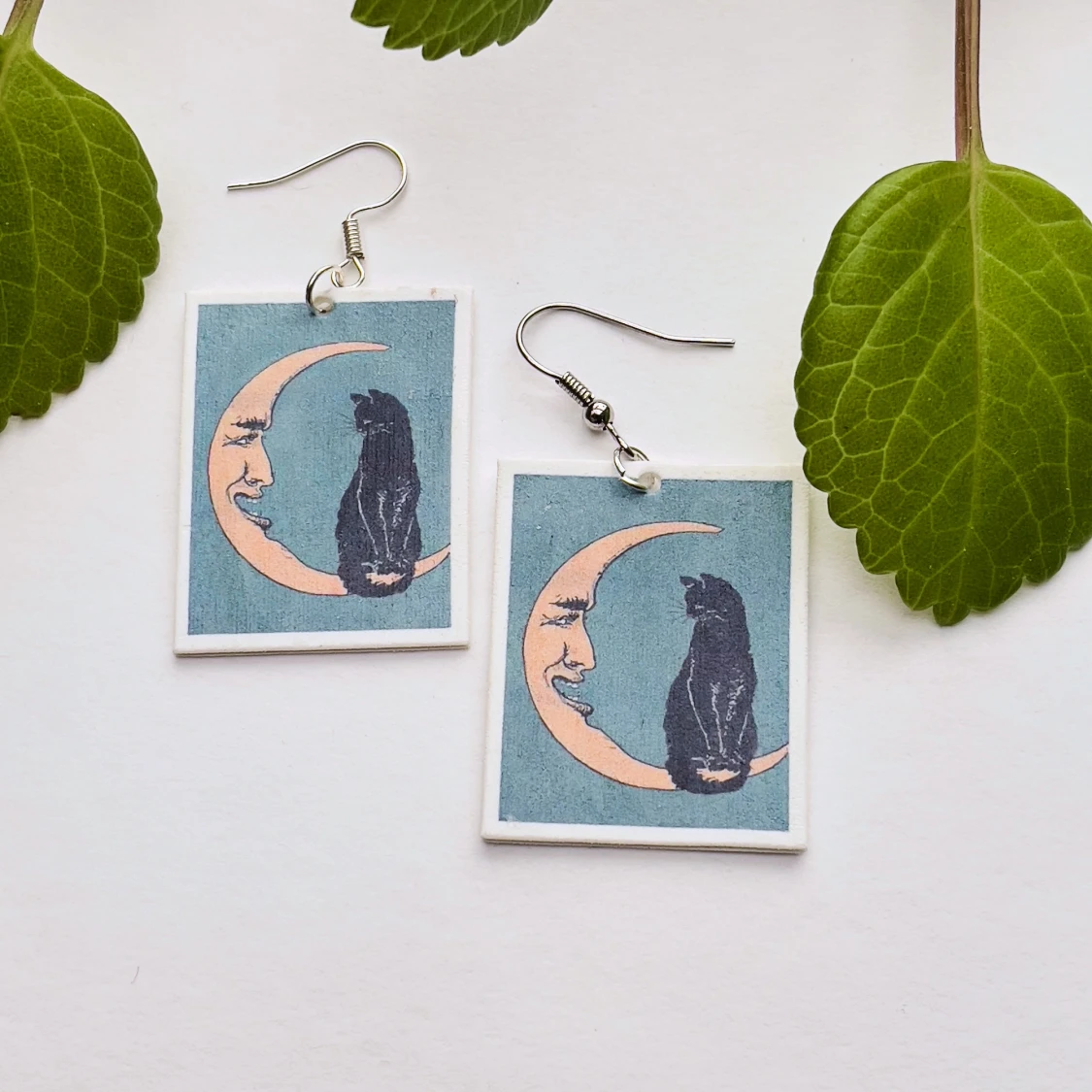 Örhängen - katt & måne