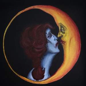 Jag säljer en liten 20x20 handmålad tavla i akryl med en kvinna och en måne som motiv. Passar perfekt till inredning. 