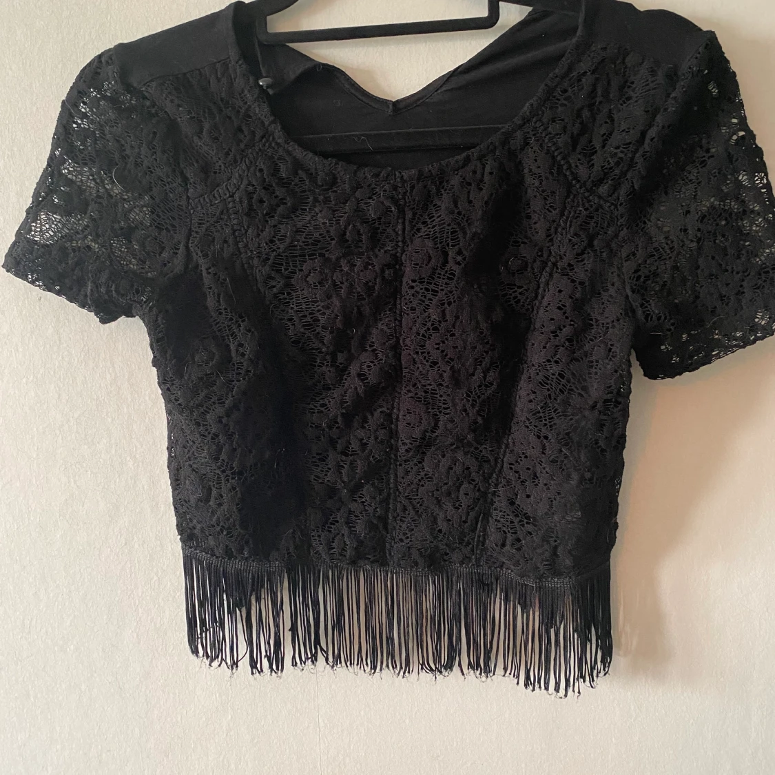 Svart spets magtröja bohemisk strl S - 90