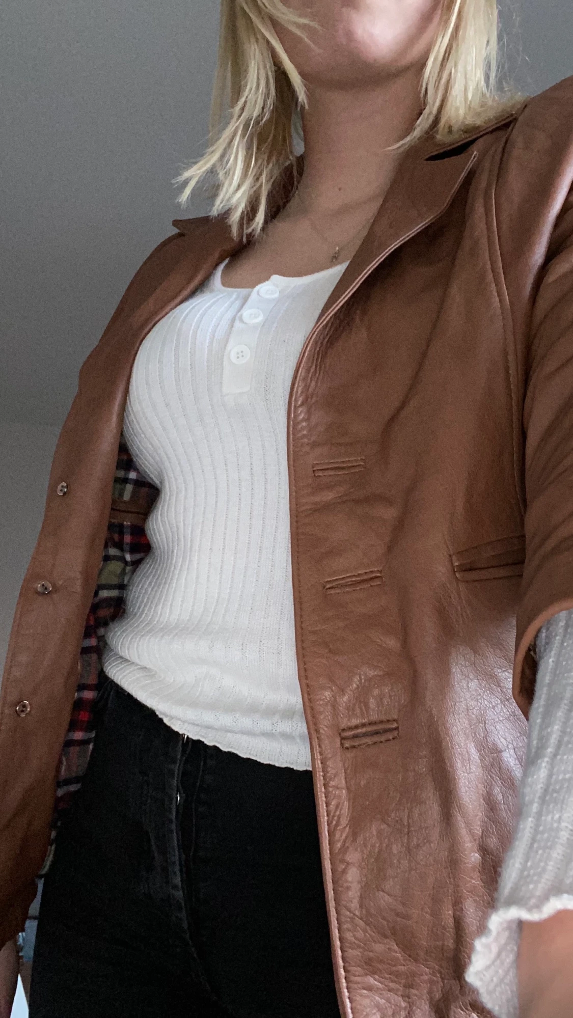 Brun skinnjacka - 90