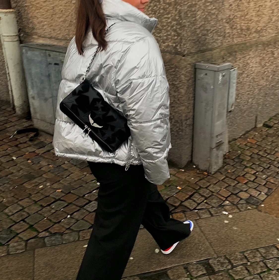 Silvrig puffer jacka - 90