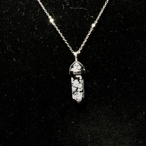 Halsband, snowflake obsidian  - Halsband i rostfritt stål med berlock i snowflake obsidian🤍🖤 Fri frakt✨