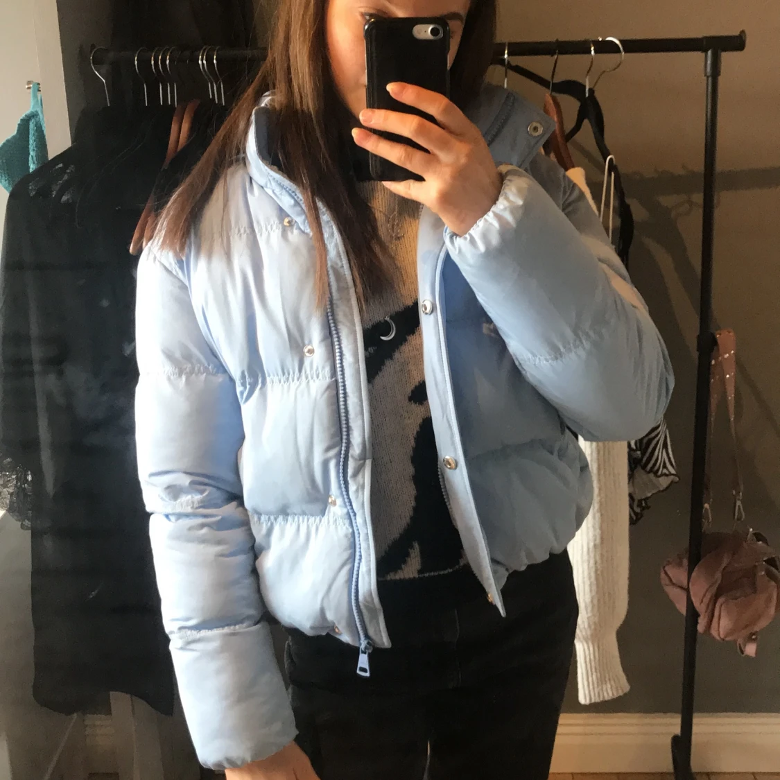 Jättefin ljusblå jacka storlek XS