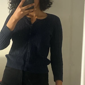 S mörkblå kofta - 100% bomulls kofta med lös passform