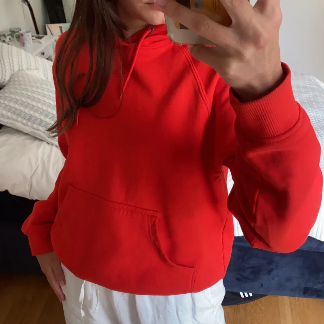 hoodie, orange/röd, strl S - 90