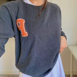 Säljer denna mörkgråa sweatern med ett oranget tryck! I storlek M🧡 kan mötas upp i Gävle eller fraktas, köparen står för frakten:)