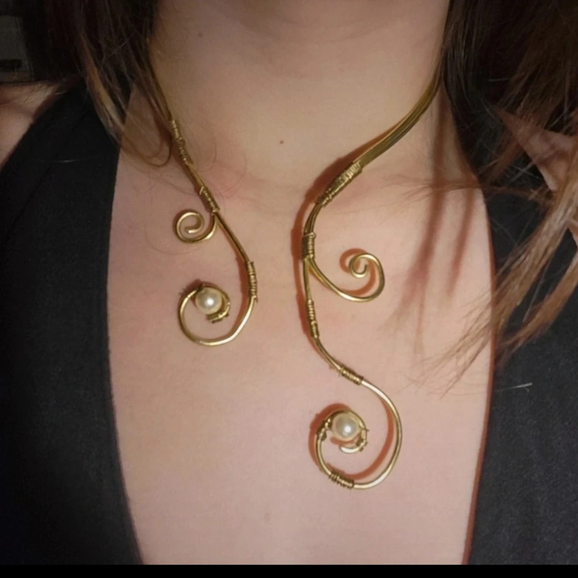 Handgjort Unikt guldhalsband med pärldetaljer - 2