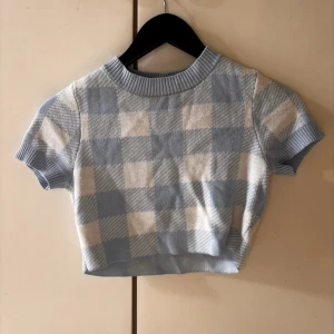 Blå och vit rutig croppad topp - Säljer denna topp från h&m. Använd fåtal gånger, fint skick.