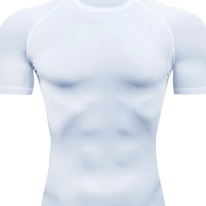 Kompressions gymtshirt - Elastisk, luftig, torkar snabbt och formar sig runt musklerna så du ser större ut på gymmet..      Materialet är mycket töjbart..                                                  (kom ihåg att allt som jag säljer är helt oanvänt och ligger kvar i förpackningen. "Läs beskrivningen i min profil"). Tack