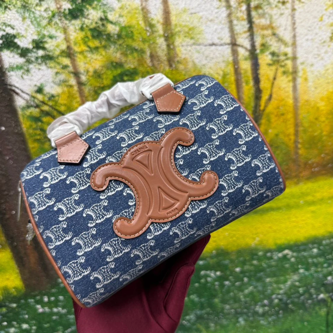 Celine Triomphe handväska i jeans - 1