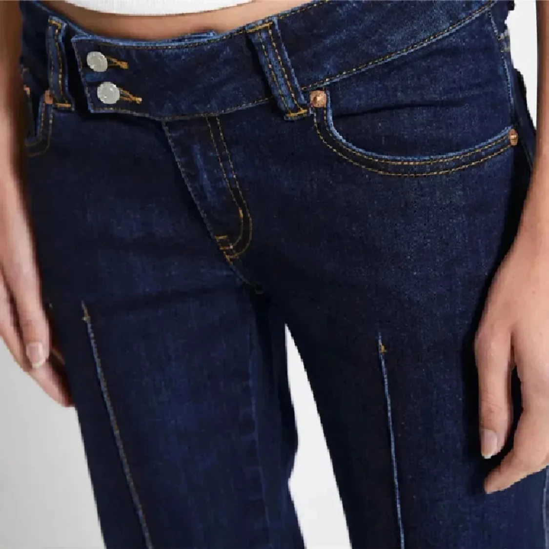 Paris Crease bootcut jeans mörkblå - 1